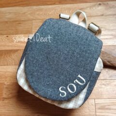 お名前刺繍入りシンプルベビーリュック（ネイビー×グレーチェック）